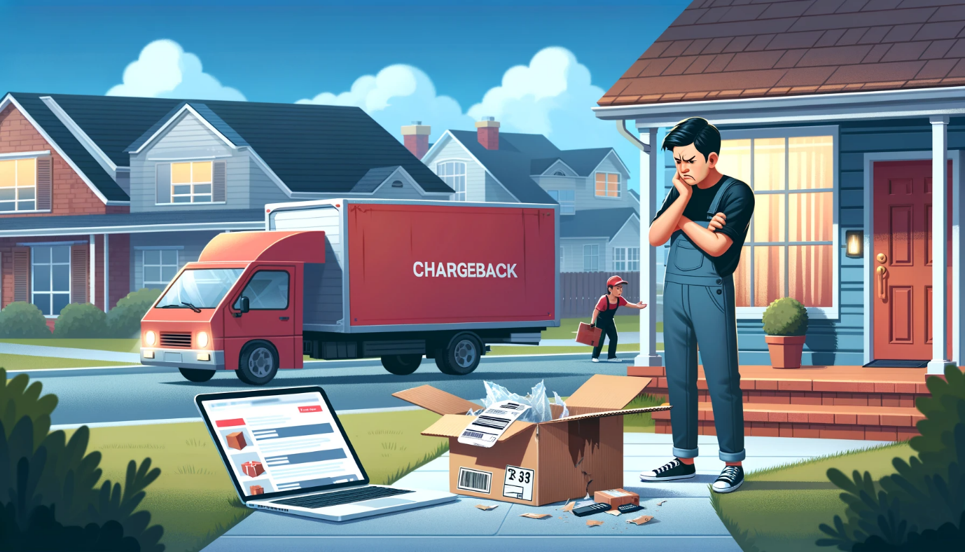 red delivery truck with the word chargeback on it